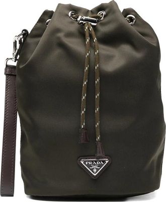 Prada Drawstring Logo-plaque Clutch Bag