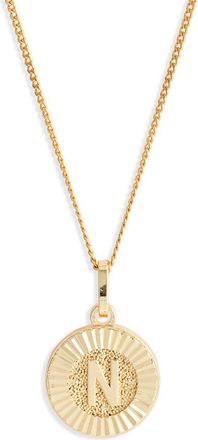 Bracha Initial Medallion Pendant Necklace in Gold - N at Nordstrom