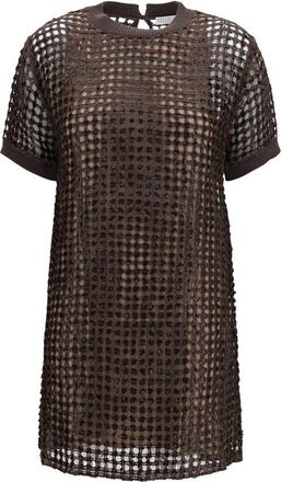 Brunello Cucinelli Brown Silk Cocktail Womens Dress