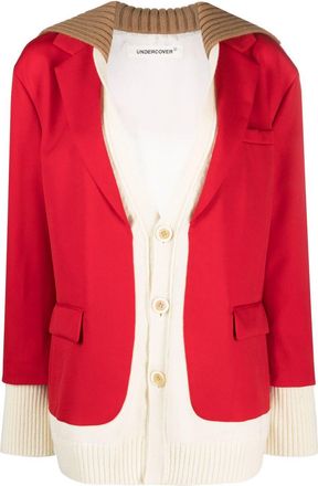 Undercover hybrid single-breasted blazer - women - Wool - 3 - Red