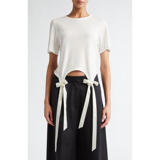 Simone Rocha Easy Bow Tails Cotton T-Shirt in Ivory at Nordstrom, Size X-Small