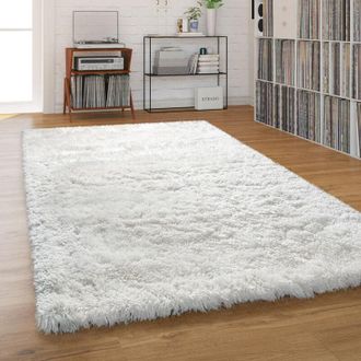 Paco Home Paco Home Alfombra Salón Pelo Largo Shaggy Pastel Monocolor Suave Mullida Pelo Largo Ø 200 cm redon, Crema