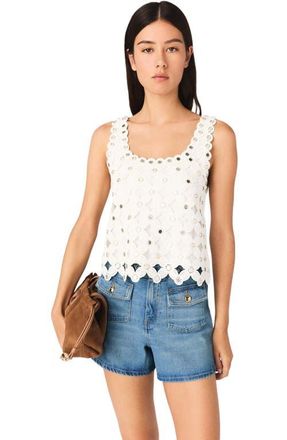 Maje Mirrored crochet top in White at Nordstrom, Size X-Small