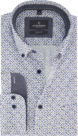 Casamoda Casa Moda Casual fit 100% katoen Overhemd blauw met print