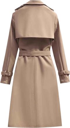 Generic Womens Overcoat for Winter Elegant Trench Coat with Warm Thick Smart Casual Formal Long Coat Versatile Double Breasted Outerwear with Belt Suitable fo