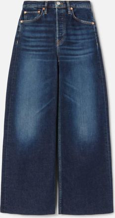 Re/Done Womens Mid Rise Wide Leg Crop Jean In Barely Worn Wash