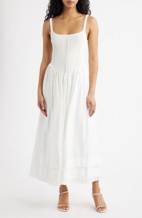 Moon River Pointelle Bodice Mixed Media Dress in Cream at Nordstrom, Size X-Small