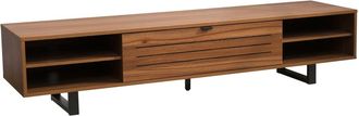 Oviala Mueble de TV rectangular con 2 puertas L160 cm madera oscura