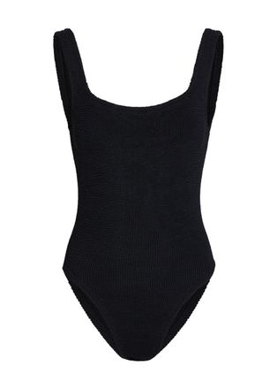 Hunza G Square-neck Crinkle Swimsuit - Black - One Size