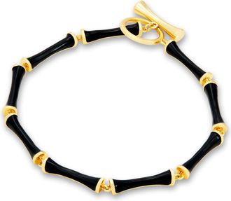 Savvy Cie Jewels 14K GOLD PLATED OVER BRASS PINK ENAMEL TOGGLE DESIGN CLASP BRACELET