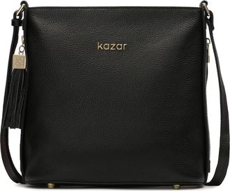 Kazar Zwarte leren messengertas met clutch - Dames - Schoudertassen - Zwart - ONE Size - Leer - Tassen