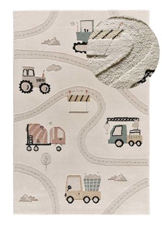 Atticgo Alfombra infantil coches y carreteras blanco/multicolor, 120x170 cm