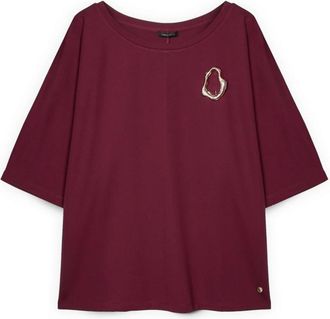 Fiorella Rubino Milano Steek Sweater met Applicatie - Dames - T-shirts - Rood - M - Nylon - Tops