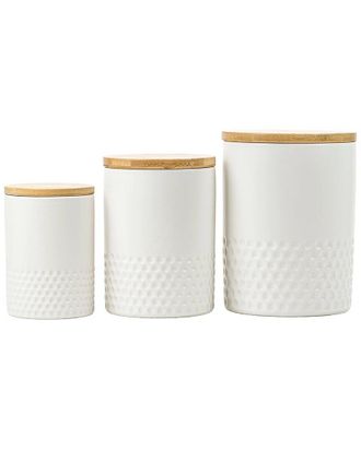 10 Strawberry Street 3Pc Embossed Ceramic Kitchen Canister Set
