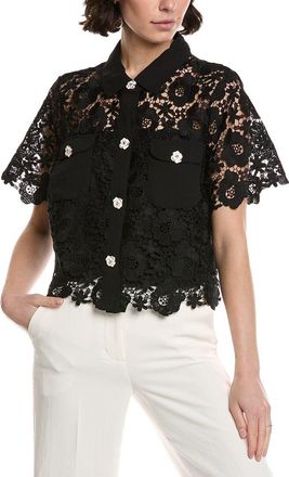 CeCe by Cynthia Steffe Patch Pocket Button-Down Lace Top