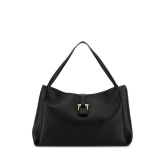 Ferragamo Black Leather Shopping Bag
