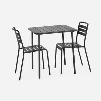 Sweeek Set Mesa De Jard&iacute;n Bistr&oacute; De Acero Con 2 Sillas, 70 Cm
