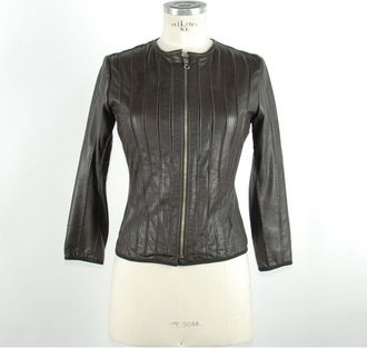 Emilio Romanelli Leather Jacket with Zip Closure and Slim Fit