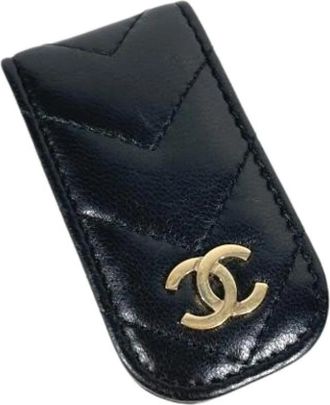 Chanel Pre-owned Money Clip - Dames - Vintage Accessoires - Zwart - ONE Size - Leer - Vintage