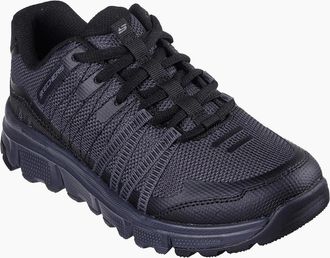 Skechers Womens Womens Lace Up Sneaker W Hotmelt Over Slip On Trainers - Black/Grey - Size: 2.5