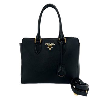 Prada Black Leather Handbag Shoulder Bag Tote Bag (Pre-Owned)