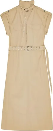 Ganni Beige Belt Shirt Dress