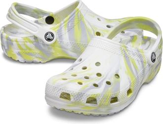 Crocs Mens Crocs Classic 206867-1FJ Clogs White Microchip Marbled Shoes GAL936