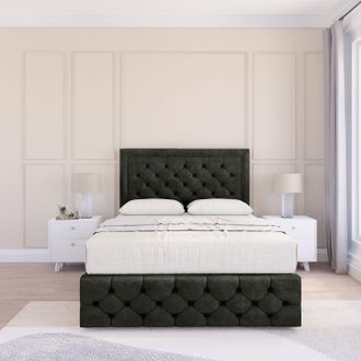 Sloomy Vienna Dumfries Bed Set, No Drawers Mattress & 54 Headboard in Black | Size: Small Single