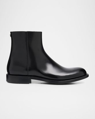 Dolce & Gabbana Mens Leather DG-Backstay Zip Ankle Boots