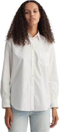 GANT Relaxed Fit Katoenen Poplin Overhemd - Dames - Overhemden - Wit - S - Katoen - Overhemden