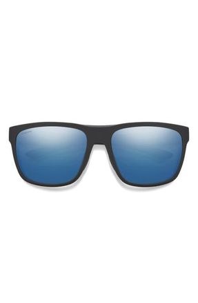 Smith Barra 59mm ChromaPop Polarized Sunglasses in Matte Black /Blue Mirror at Nordstrom