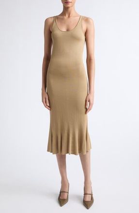 Toteme Fluted Hem Midi Dress in Desert at Nordstrom, Size X-Small