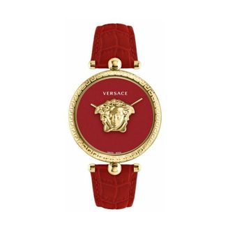 Versace Palazzo Horloge - Dames - Horloges - Rood - ONE Size - Leer - Accessoires
