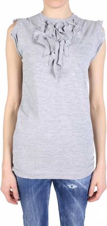 Dsquared2 Womens Ruffled Trim Cotton T-Shirt In Grey