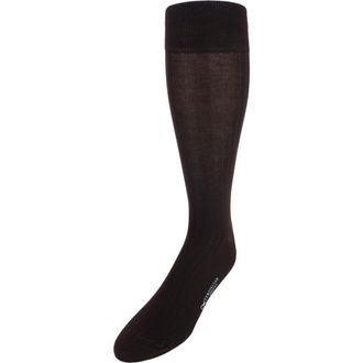 Trafalgar Store Jasper Mercerized Cotton Ribbed Mid-Calf Solid Color Socks in Coffee Brown at Nordstrom