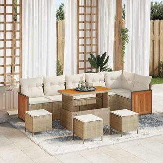 vidaXL Conjunto De Sof&aacute; De Jard&iacute;n 10 Pcs Beige, Crema 110 X 55 X 71 Cm Vidaxl