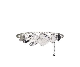 Tamaris Ketteng&uuml;rtel TAMARIS, Damen, silber (silber shiny), Materialmix, unifarben, festlich, G&uuml;rtel Ketteng&uuml;rtel, Vorne 6 cm breit mit geh&auml;mmerten Herzen, in