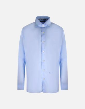 Aquascutum Mens Aquascutum Plain Long Sleeved Light Blue Shirt - Size: Regular/36