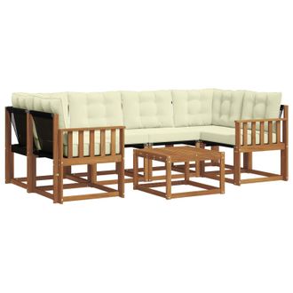 vidaXL Conjunto De Sof&aacute;s De Exterior Con Coj&iacute;n 7 Pcs Natural Y Crema Vidaxl