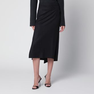 Victoria Beckham Gonna midi pressata in lana e mohair grigia scura