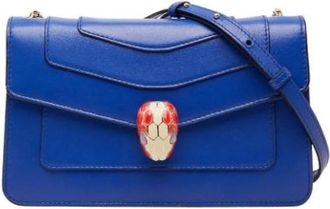 Bulgari Pre-owned Cross Body Bags, female, Blue, Size: ONE SIZE Pre-owned Vintage Leather Crossbody Bag