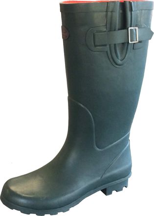 StormWells Ladies Wide Calf Wellies Wellington Boots Plus Extra Comfort Memory Foam Insoles (UK 7 EU 40, Green with Red Trim)