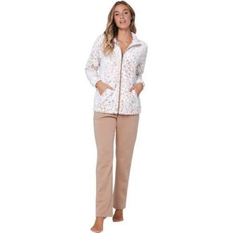 Pastunette fleece huispak beige/wit