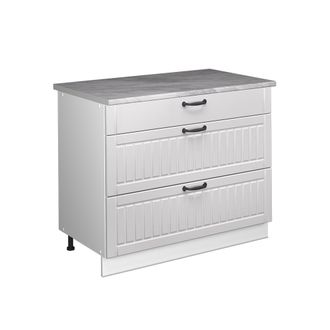 Vicco Mueble Bajo De Cocina Fame-line, Blanco Casa De Campo/blanco, 100 Cm, Et M&aacute;rmol, Vicco