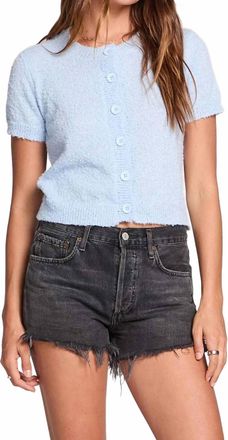Saltwater Luxe Rowann Short-Sleeve Sweater In Dusty Blue