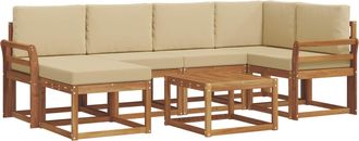 vidaXL Conjunto De Sof&aacute;s De Exterior 7 Uds. Natural Y Beige Vidaxl