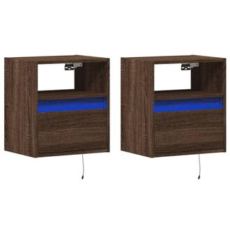 Berkfield Home TV Wall Cabinets with LED Lights 2 pcs Brown Oak 41x31x45 cm | Size: 41 x 31 x 45 cm