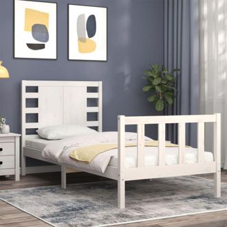 vidaXL Bed Frame without Mattress White Small Single Solid Wood Pine Vidaxl