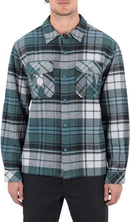 Hurley Santa Cruz Seaside Plaid Flannel Button-Up Shirt Jacket in Armored Navy at Nordstrom, Size Xx-Large