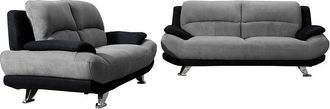 Vente-Unique Sof&aacute; 3+2 plazas de microfibra MUSKO - Bicolor gris y negro
